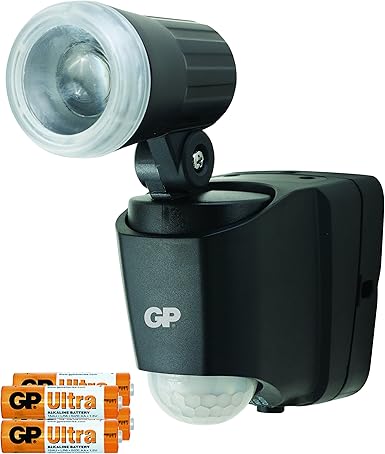 Gp Safeguard Rf1 Drahtlose Batteriebetriebene Sicherheits Lampe Mit Bewegungsmelder Und Hellem Led Strahler Wetterfest Nach Ip55 Schwarz Inkl Batterien Und Installationsmaterial Amazon De Beleuchtung
