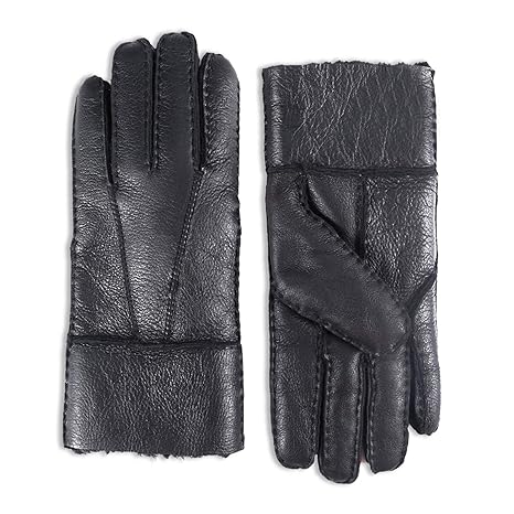 YISEVEN Herren Lammfell Leder Handschuhe mit Warme Gefüttert, Robust