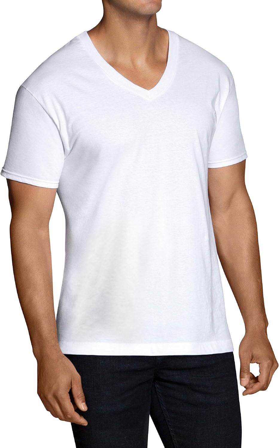 Fruit of the Loom Men's Stay Tucked V-Neck T-Shirt at  Men’s Clothing store