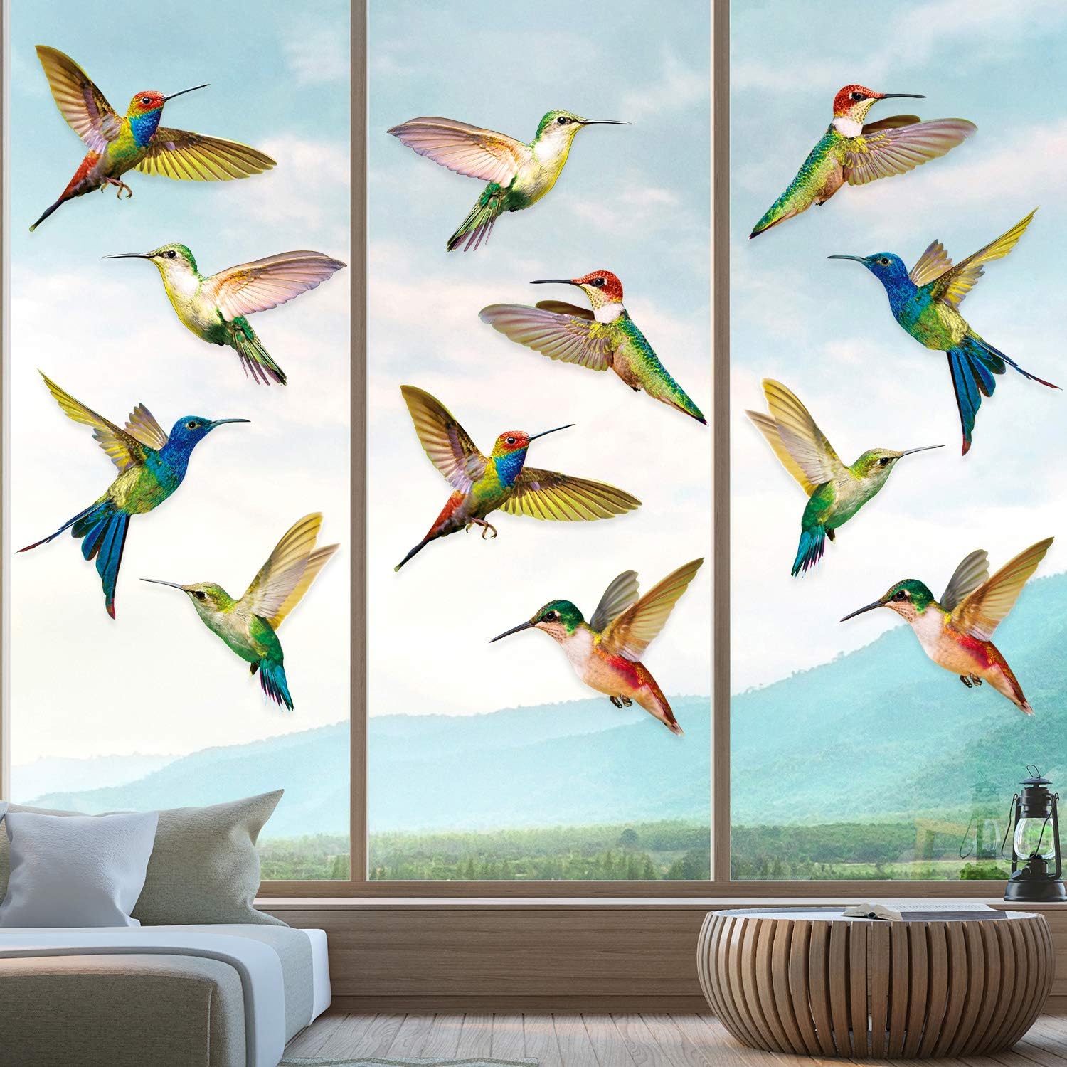 Blulu 18 Pieces Large Size Hummingbird Window Clings Anti-Collision Window Clings Decals to Prevent Bird Strikes on Casement Glass Non Adhesive - Image 5