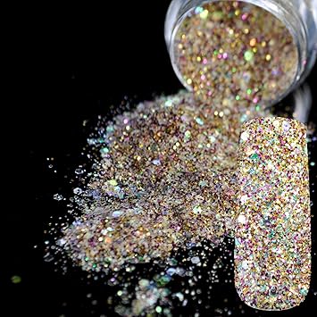 Amazon Com Shining Abalone Transparents Sequins Dust Diy Nail Art