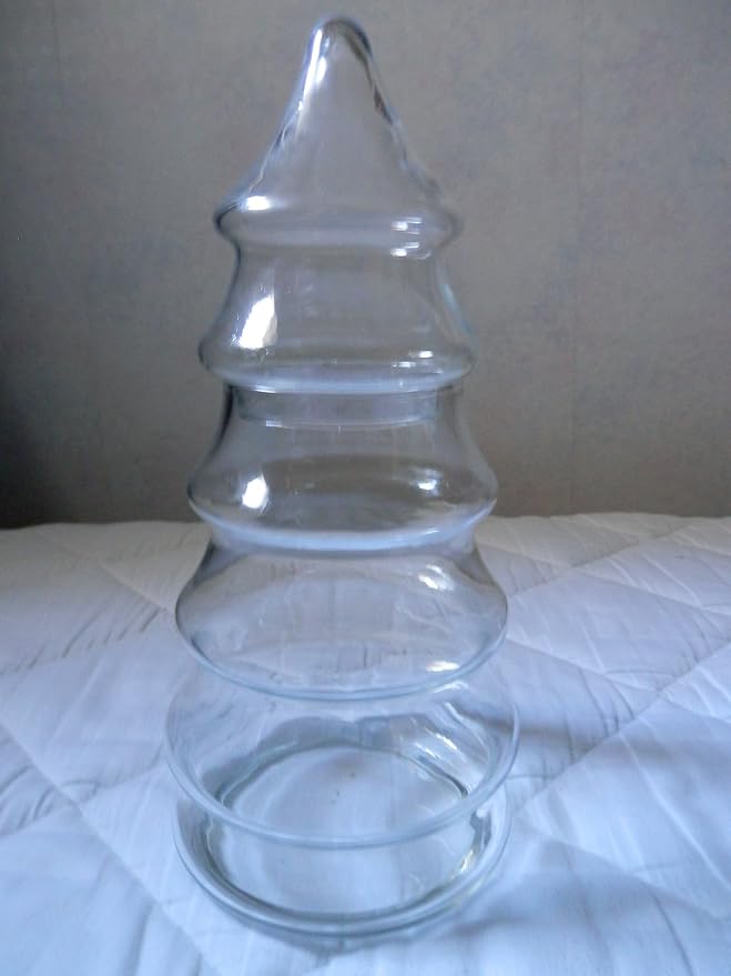 Glass Christmas Tree Shaped Candy Dish, 10" Clear Glass