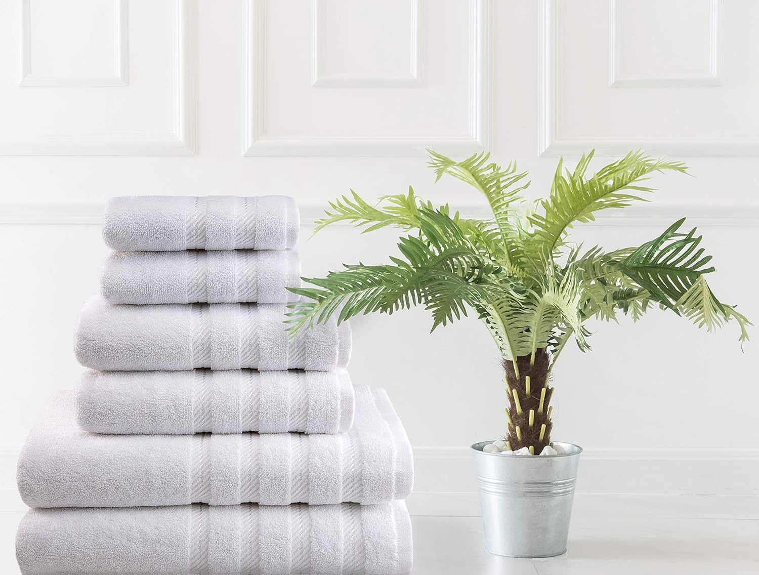 American Soft Linen 6-Piece 100% Turkish Genuine Cotton Premium & Luxury Towel Set for Bathroom & Kitchen, 2 Bath Towels, 2 Hand Towels & 2 Washcloths [Worth $72.95] - Bright White: Home & Kitchen