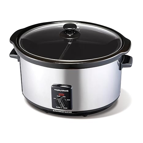 Morphy Richards Slow Cooker 6,0l Edelstahl Mo. 48762 Neu mit geteiltem Innentopf