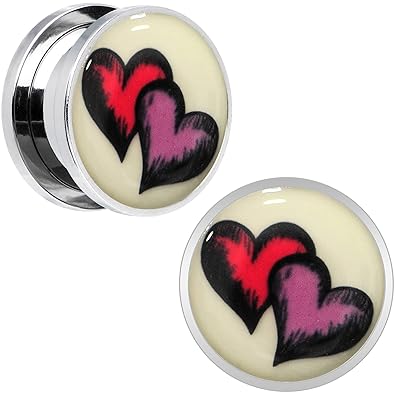 Amazon.com: Acero inoxidable rojo corazón púrpura brilla en ...