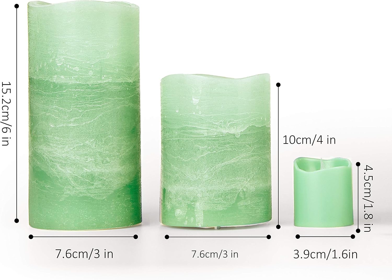 LED Flameless Candles Set of 8 Real Wax Candles with Remote Control 10 Keys and Timer 2/4/6/8 Hours (Batteries Included) Green - Image 3