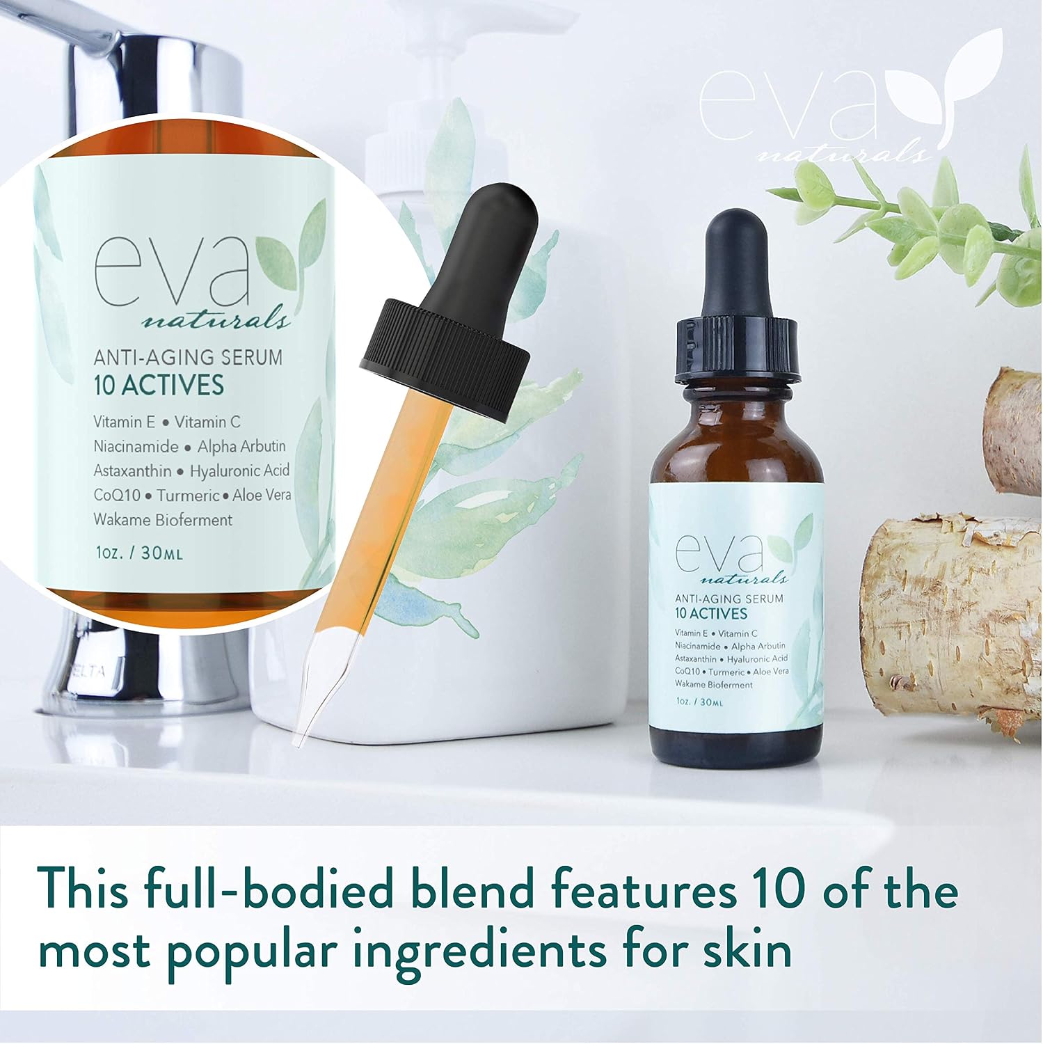 Eva Naturals 10 Actives Serum, Vitamin C, Niacinamide & Botanical Hyaluronic Acid - Image 5