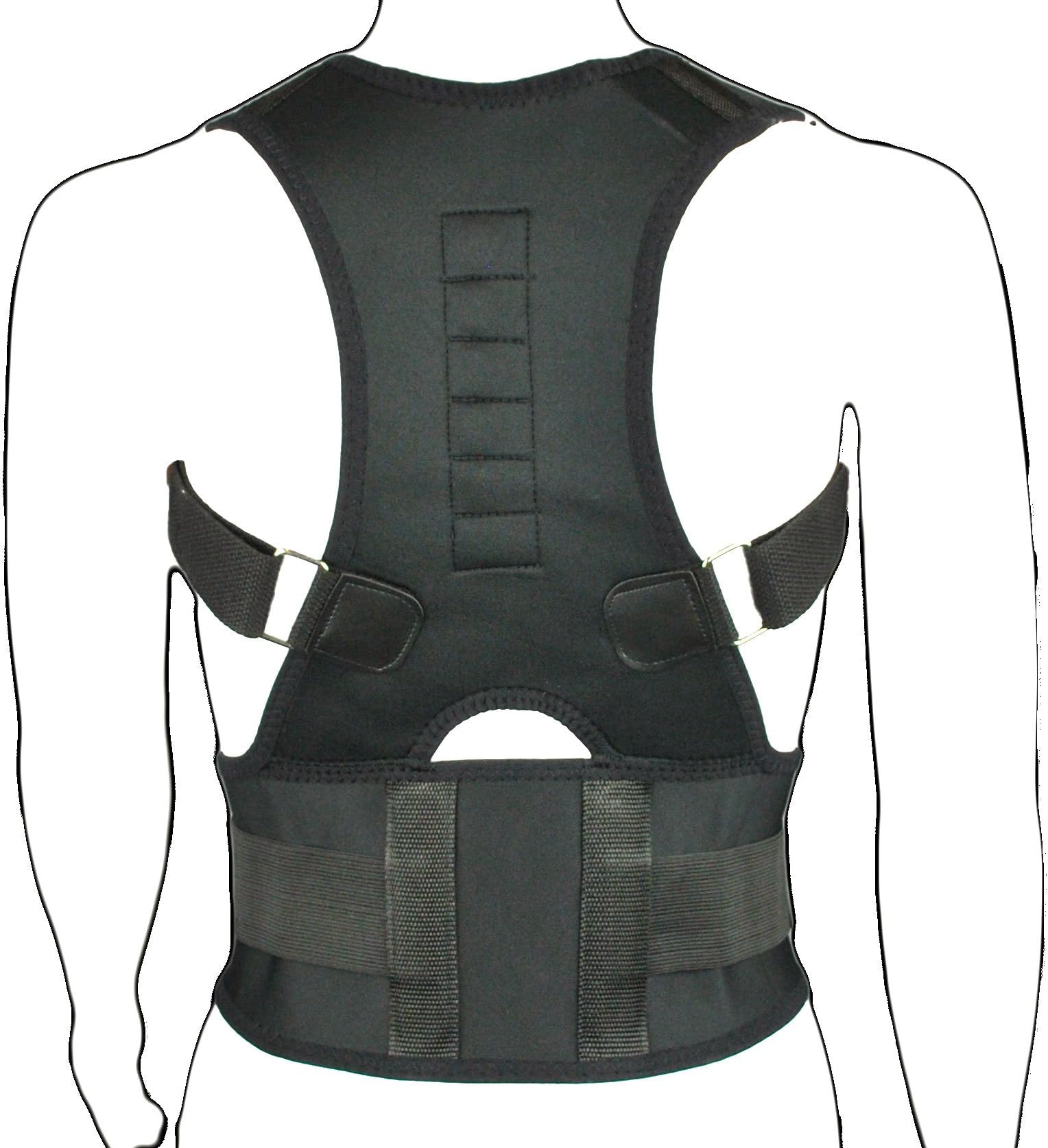 Provectus Posture Corrector Back Support - Neoprene Magnetic Shoulder, Back & Lumbar Support - Discreet under Clothing - Breathable & Adjustable Waist Belt Strap - Suitable to wear both at your desk or at the gym - Used for Posture Correction, Prevent Slouching, Back Pain / Injury, Arthritis, Osteo-Arthritis, Round Shoulder, Shoulder Pain, Bad Back, Back Aches etc.