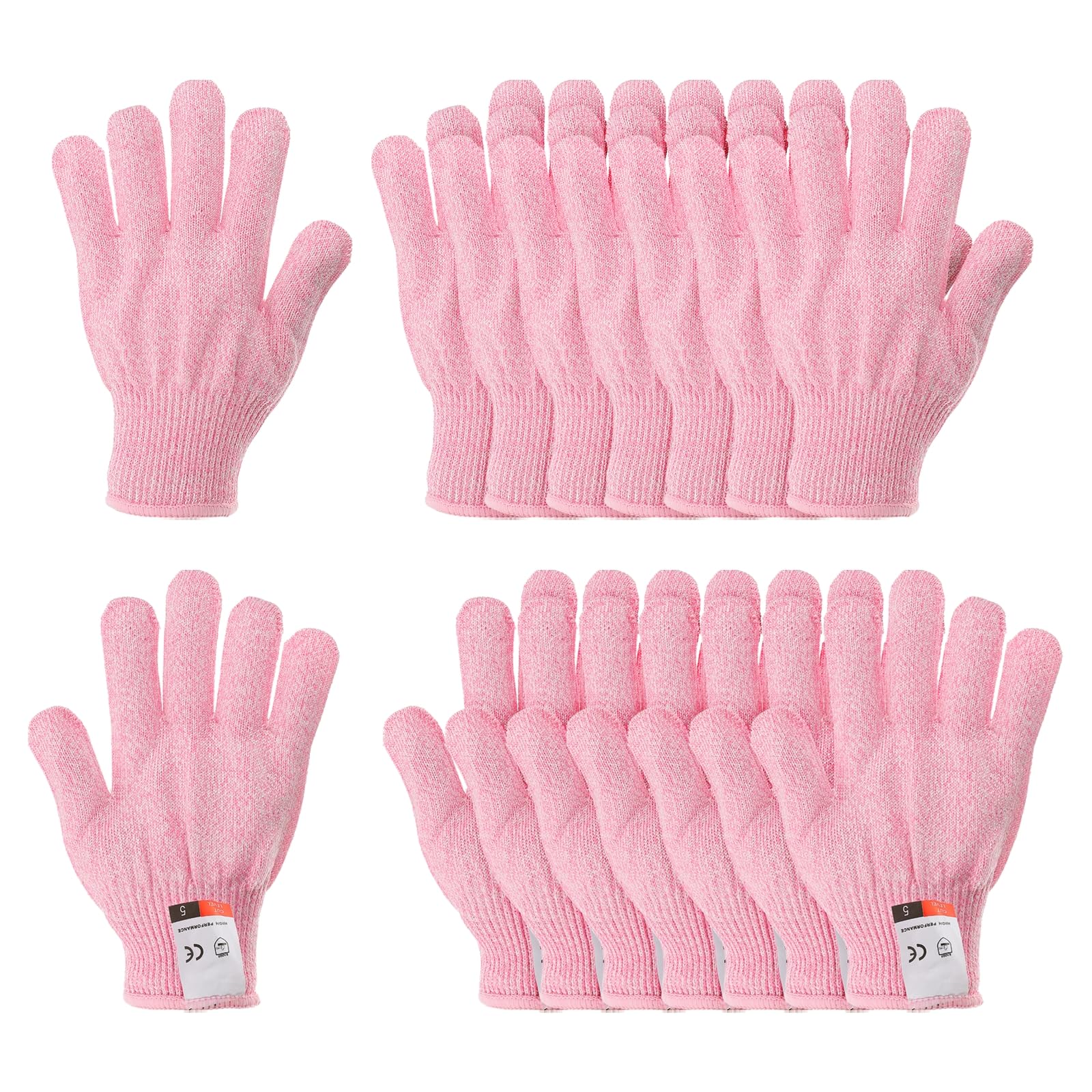 PATIKIL Cut Resistant Gloves, 8 Pair Level 5 Protection Anti Cutting Gloves Cut Proof Gloves for Kitchen Wood Carving Working, Medium, Pink