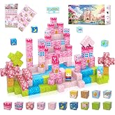 WSHIMIN Princess Castle Toys Magnetic Building Blocks for Kids Ages 4-8,Magnet STEM Sensory Toys (Pink Castle, PCS, 100)