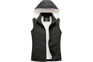 Pursky Women's Winter Vest Sherpa Fleece Lined Puffer Vest Warm Lightweight Sleeveless Jackets With Removable Hood