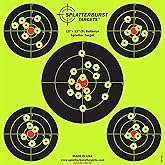 12"x12" (5) Bullseye Splatterburst Target - Instantly See Your Shots Burst Bright Florescent Yellow Upon Impact!