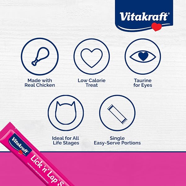 VITAKRAFT LICK ‘N’ LAP REAL CHICKEN SQUEEZEABLE LIQUID CAT TREATS, LICKABLE, CHICKEN BROTH #1 INGREDIENT, NO ARTIFICIAL COLORS, PRESERVATIVES OR ADDED SUGAR, FOR HYDRATION, 0.52 OZ. TUBES, 16 COUNT