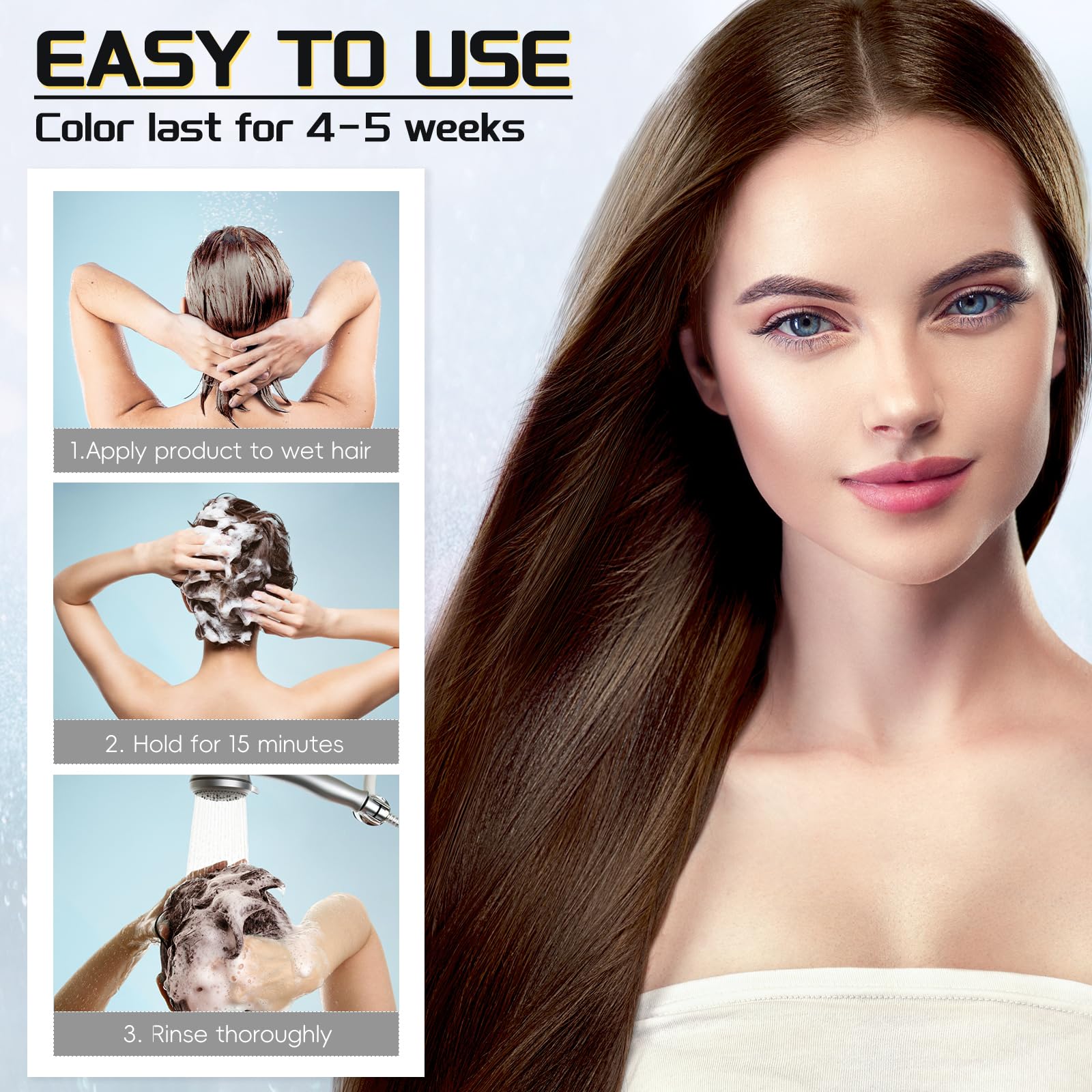 Bablabear Instant Gray Hair Color Shampoo 500ML - 3 in 1 Men's & Women's Long-Lasting, Safe Hair Dye