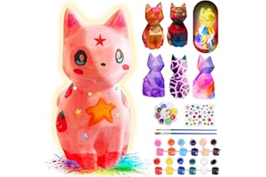 ONLYFUN Paint Your Own Cat Lamp Kit, Art Supplies & Crafts Kit, DIY Night Light for Kids 6-12, Diamond Set for girl 8-12, Painting Kit for Girls Boys, Toy Child Birthday Gift Ages 3 4 5 6 7 8 9 10 11 12+