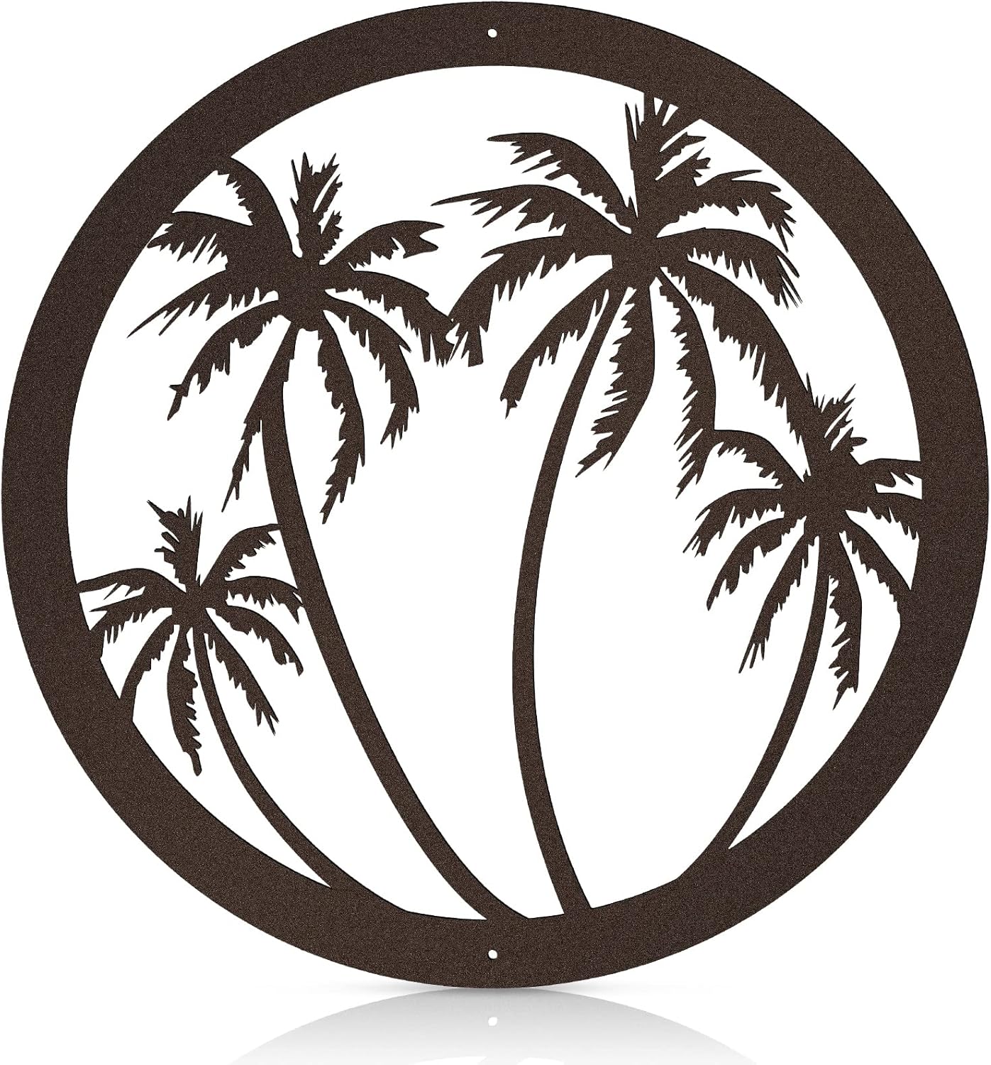 Plaques & Wall Art - Metal Palm Tree Wall Plaque Hanging Decor Decorative Palm Tree Antique Round Outdoor Metal Wall Art Tropical Wall Decor for Garden Home Patio Outdoor Supplies, 12 Inch
