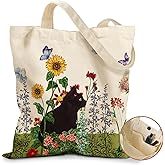 Miss Adola Cute Canvas Tote Bag for Women - with Magnetic Buckle and Zipper Inner Pocket for Girls Aesthetic Cotton Tote Bags