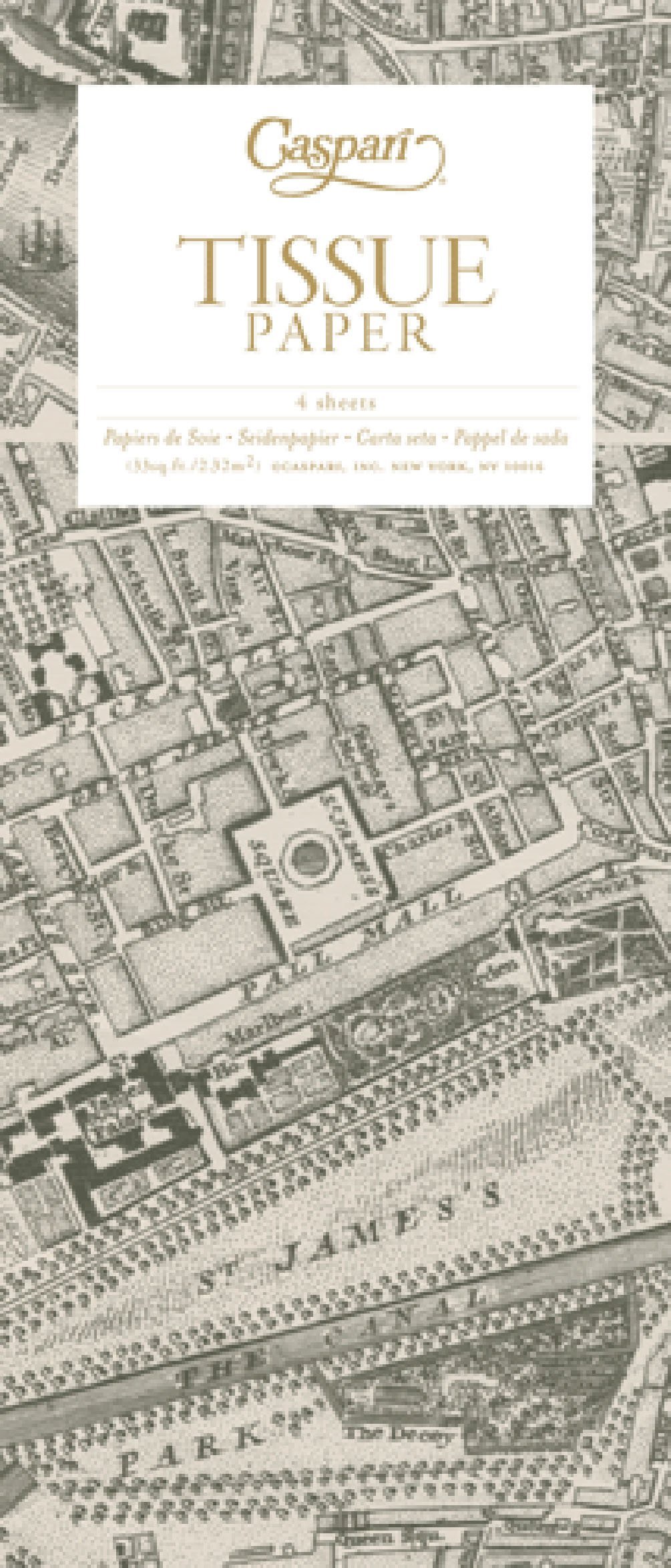 London Map Caspari Tissue Wrap 4 Sheets of 70 x 50 cm Luxury Tissue Wrapping Paper