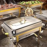 Chafing Dishes for Buffet 4 Pack, 9QT [Elegant Gold and Silver Colors] Food Warmers for Parties Buffet [Sturdy and High Grade] Chafing Dish Buffet Set for Any Party with Complete Set