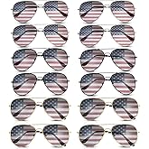 Mepase 12 Pack Mens Women American Flag Sunglasses Veterans USA Flag Glasses for Memorial Veteran Day Patriotic Party