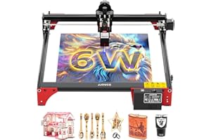 JJOVCE Laser Engraver Machine, 6W Precisely Laser Engraving Cutting Machine, CNC Machine for Wood and Metal, Acrylic, Glass,Leather, Jewelry, etc.