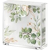 Clear Acrylic Napkin Holder for Table, Elegant Non-Slip Guest Towel Tray for Bathroom, Waterproof Vertical Tissue Dispenser for Kitchen, Dining, Bar, Office or Restaurant Square with rounded corners