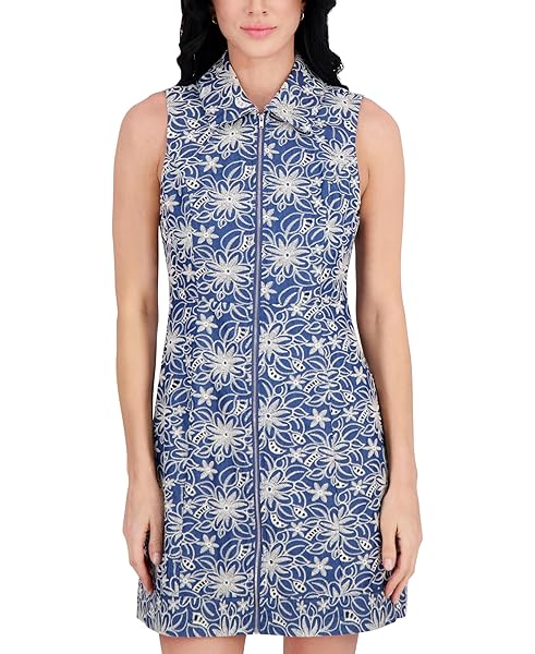 KENSIE WOMEN’S DRESS, CHAMBRAY IVORY, 6