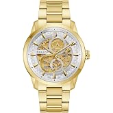 Bulova Men's Automatic Sutton Watch, Gold-Tone Stainless Steel Case &amp; Silver-White Dial (Style: 97A201)