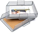 EXERZ 2 Pack Letter Trays Stackable Paper Sorter Desk Organiser SILVER view 7