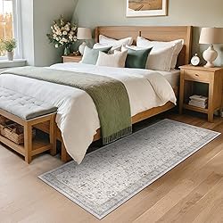 Light Grey 2x5 Boho Bathroom Runner Rug - Modern