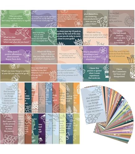 Jinei 300 Inspirational Affirmation Cards Positive Motivational Cards Small Mini Encouragement Quotes Women Church End Year Teacher Gifts Flower Styl
