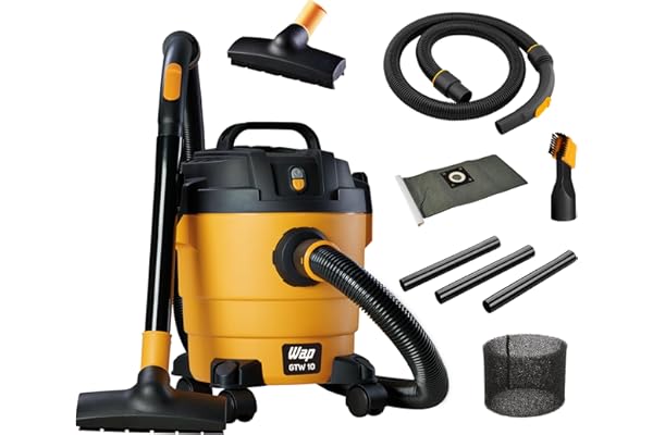 WAP Aspirador de Pó e Água GTW 10, Compacto, 10 Litros, com Mangueira de 1,5 Metros, Filtro Lavável, 140mbar 1400W 220V