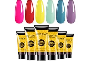 BURANO Poly Extension Gel Nail Kit, 6 Colors Nail Poly Nails Builder Gel Set for Beginner & Professional Using, Poly Nail Gel Kits DIY Starter Kit Nail Art Gift (03 Neon color)