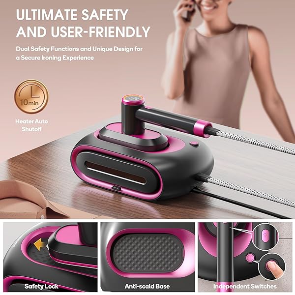 NEWBEALER 2IN1 PRO STEAM STATION IRON, 1550W TURBO 3-LEVEL STEAM & 3 DRY HEAT MODES FOR CLOTHES, 30S HEAT UP, 1.2L DETACHABLE TANK, AUTO-OFF, SELF CLEANING, VERSATILE FOR HOME & HOTEL (ASHPINK)