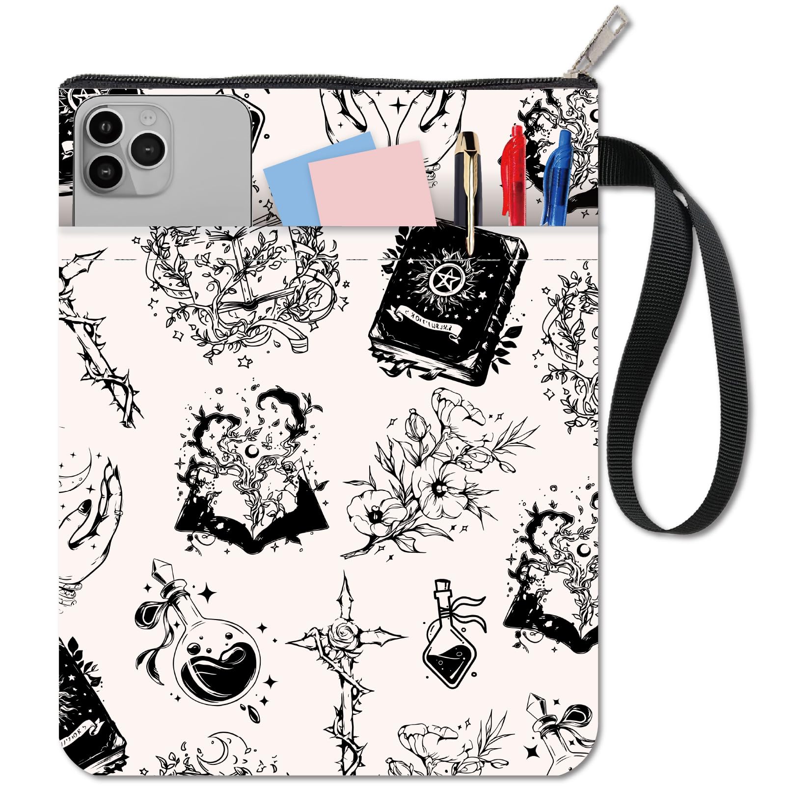 CRASPIRE Book Sleeve with Zipper Crystal Witch Magical Bottles Waterproof Book Covers Sleeves Paperback Witchcraft Supplies Books Protector for Graduation Halloween Witchy Book Lovers Friends Gifts