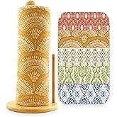 ROGITU 25 Pack Reusable Paper Towels, Paperless Towels Roll Washable Cotton Cloth for Kitchen Towels Zero Waste Products Alternative Paper Towels Alternative (Bohemian)