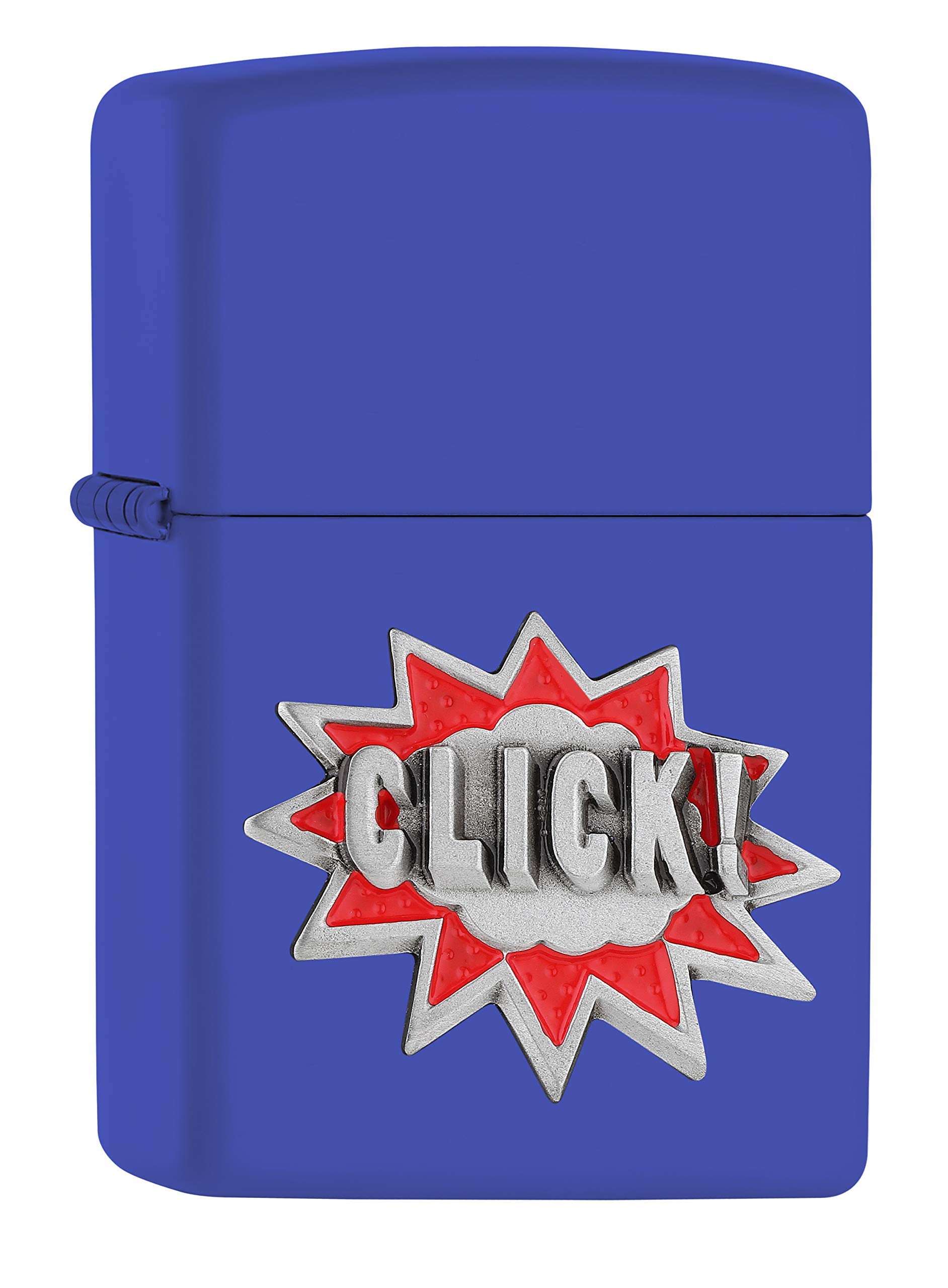 Zippo - Windproof Lighter, Click Emblem, Matt Blue, Refillable, Reusable, Windproof Design, Gift Box, Made in the USA