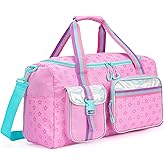 Oruiji Kids Duffle Bag Girls Travel Bag Gifts Overnight Sleepover Bags for Girls Women Tote Gym Dance Bags for Kids with Shoes Compartment Pink