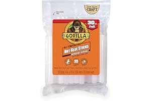 Gorilla Hot Glue Sticks, Full Size, 4" Long x .43" Diameter, 30 Count, Clear, Bonds: Wood, Metal, Glass, Plastic, Floral, Fab