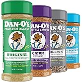 Dan-O's 4 Bottle Seasoning Set, Small Bottles, 4 Pack, Includes Original, Preem-O, SEA-soning and Cajun Seasonings, Sugar Free, Zero Calorie, Use this Seasoning Kit to Craft a Marinade, Rub or Sauce