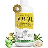 Outback Gold Wool Wash, 16 oz, Original Floral Scent, Plant Based, HE Compatible, Liquid Laundry Detergent, Perfect Soap for Wool, Cashmere, Silk, Sheepskin, Baby Items, Mild, Neutral pH, Made in USA