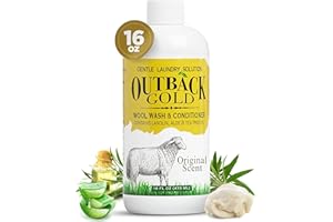 DESERT BREEZE DISTRIBUTING Outback Gold Wool Wash, 16 oz, Original Floral Scent, Plant Based, HE Compatible, Liquid Laundry Detergent, Perfect Soap for Wool, Cashmere, Silk, Sheepskin, Baby Items, Mild, Neutral pH, Made in USA
