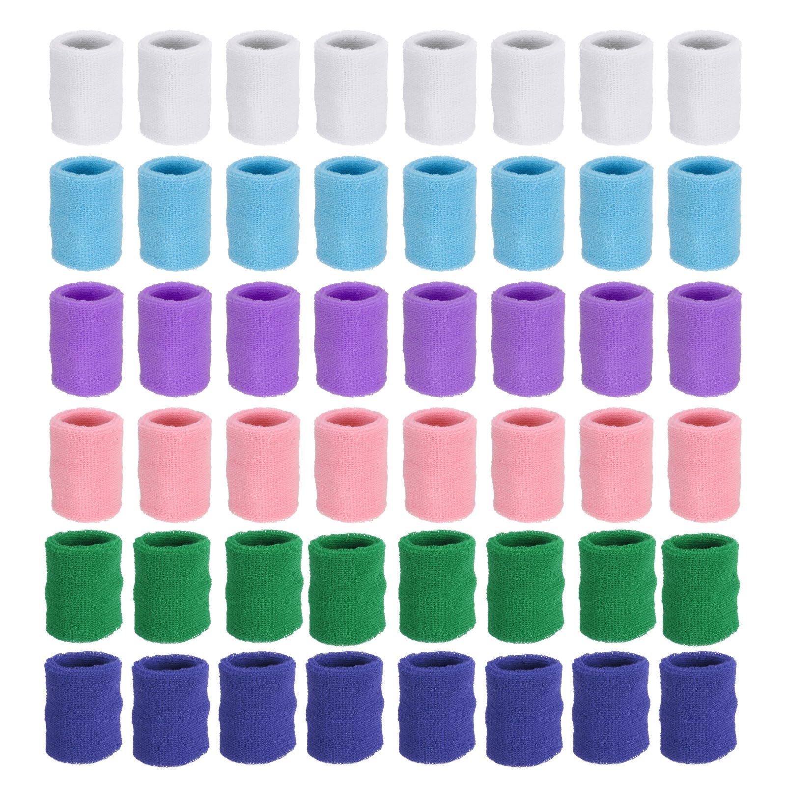PATIKIL Sports Wristbands, 48 Pack Athletic Cotton Terry Cloth Absorbent Wrist Sweatband for Tennis Basketball Working Out Running Multicolor