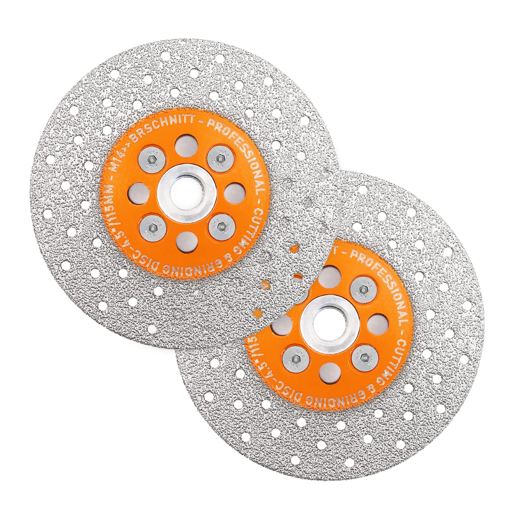 Diamond Granite Cutting Wheel,BRSCHNITT 2pcs 115mm Vacuum Brazed Angle Grinder Diamond Blade with M14 Flange for Grinding Beveling Shaping Rounding Granite,Porcelain,Tile,Stone,Marble,Quartz
