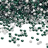 PATIKIL 2880Pcs SS3 Round Flatback Rhinestones, 1.2-1.4mm Flat Back Crystal Glass Gems Diamonds for DIY Crafts Clothes Shoes Nail Art Decoration, Dark Green