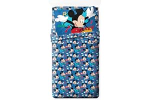 Jay Franco Kids Sheet Set with Fitted, Flat Sheets & Pillow Cover - Ultra-Soft Bedding with Pillowcase for Room Decor, Blue - Mickey Mouse, 3 Piece Twin