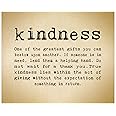 "Kindness, Greatest Gift" Inspirational Wall Art Print - 10x8" Quote Print For Living Room Wall Decor, & Classroom Door Decorations, & Home Decor. Unframed