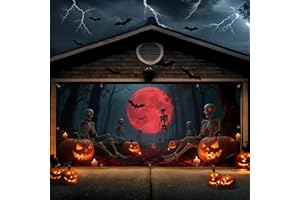 ZIOSINM ZIOISNM 16x7 FT Halloween Garage Door Cover, Garage Door Halloween Cover, Large Spooky Decorations Scary Backdrop Banner for Outdoor Indoor Holiday Party Wall Home Window Yard (Style 2)