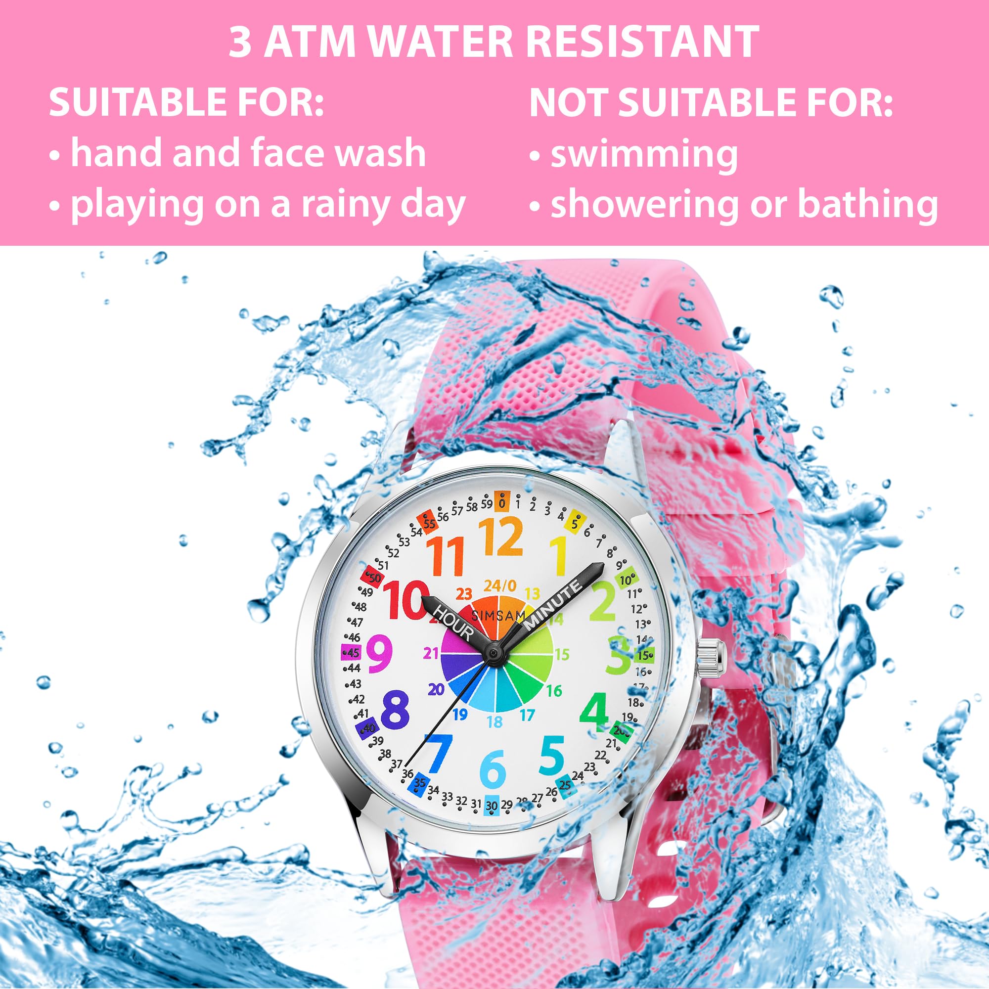 Kids Analog Watch, Learning Watch for Kids 8-12, Waterproof Time Teacher Watches for Boys Ages 5-7 6-8, Easy to Read Educational Girls Watches Ages 8-12, Great Gift Boys Girls Year 4-12 Old Waterproof