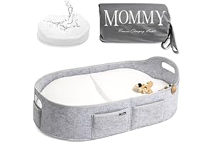 J&JOO Baby Changing Basket - Wipeable Waterproof Cover, Portable, Changing Table Topper Changing Pad for Dresser, Dipaer Changing Station (Gray Pocket/Contoured, PEVA)